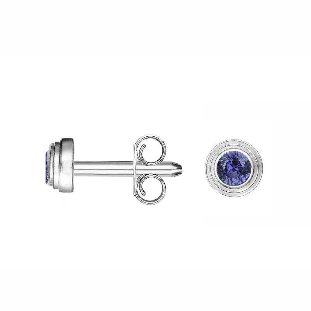 14K WHITE GOLD SAPPHIRE BIRTHSTONE STUD EARRINGS