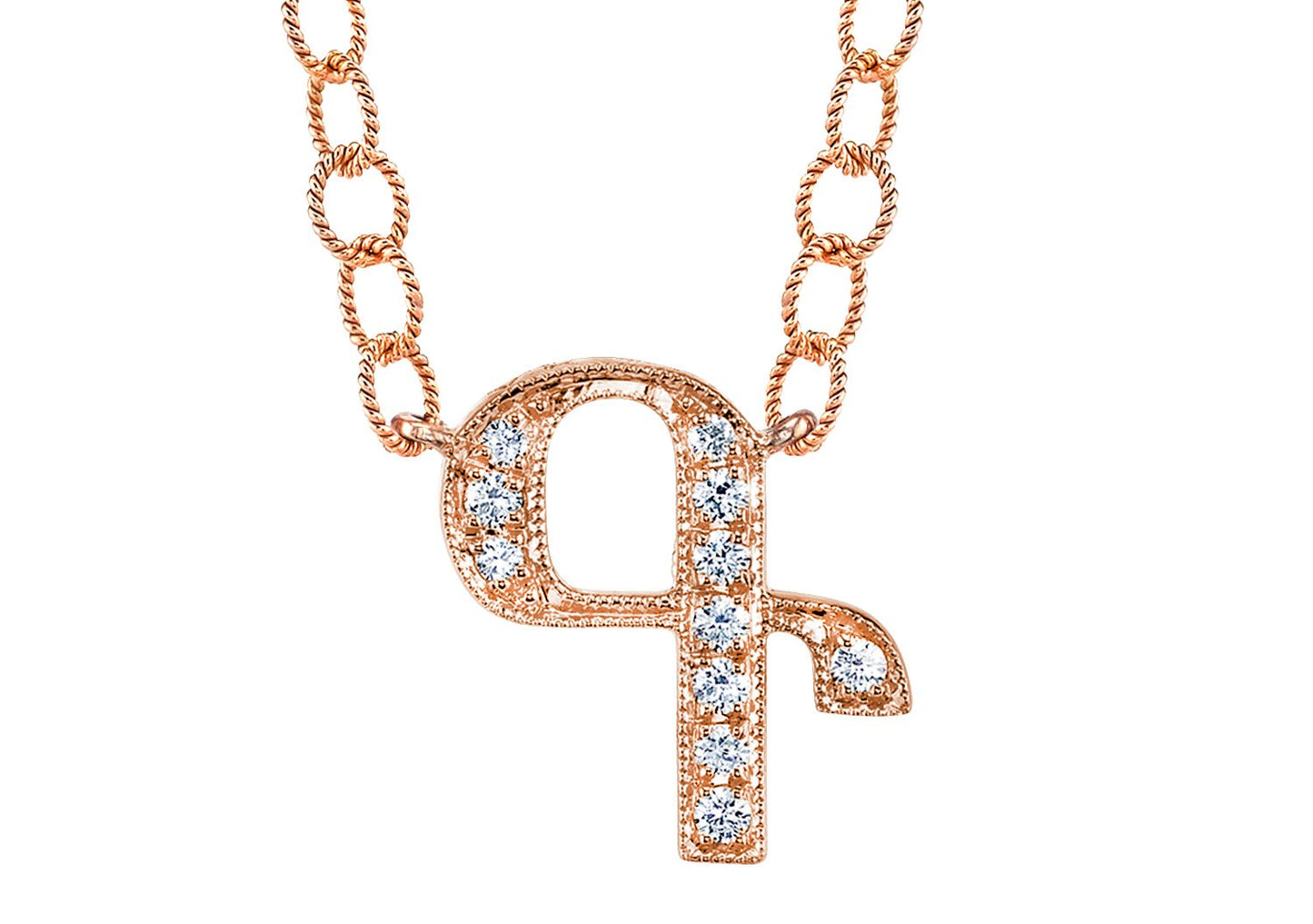 14K ROSE GOLD ARMENIAN INITIAL DIAMOND NECKLACE