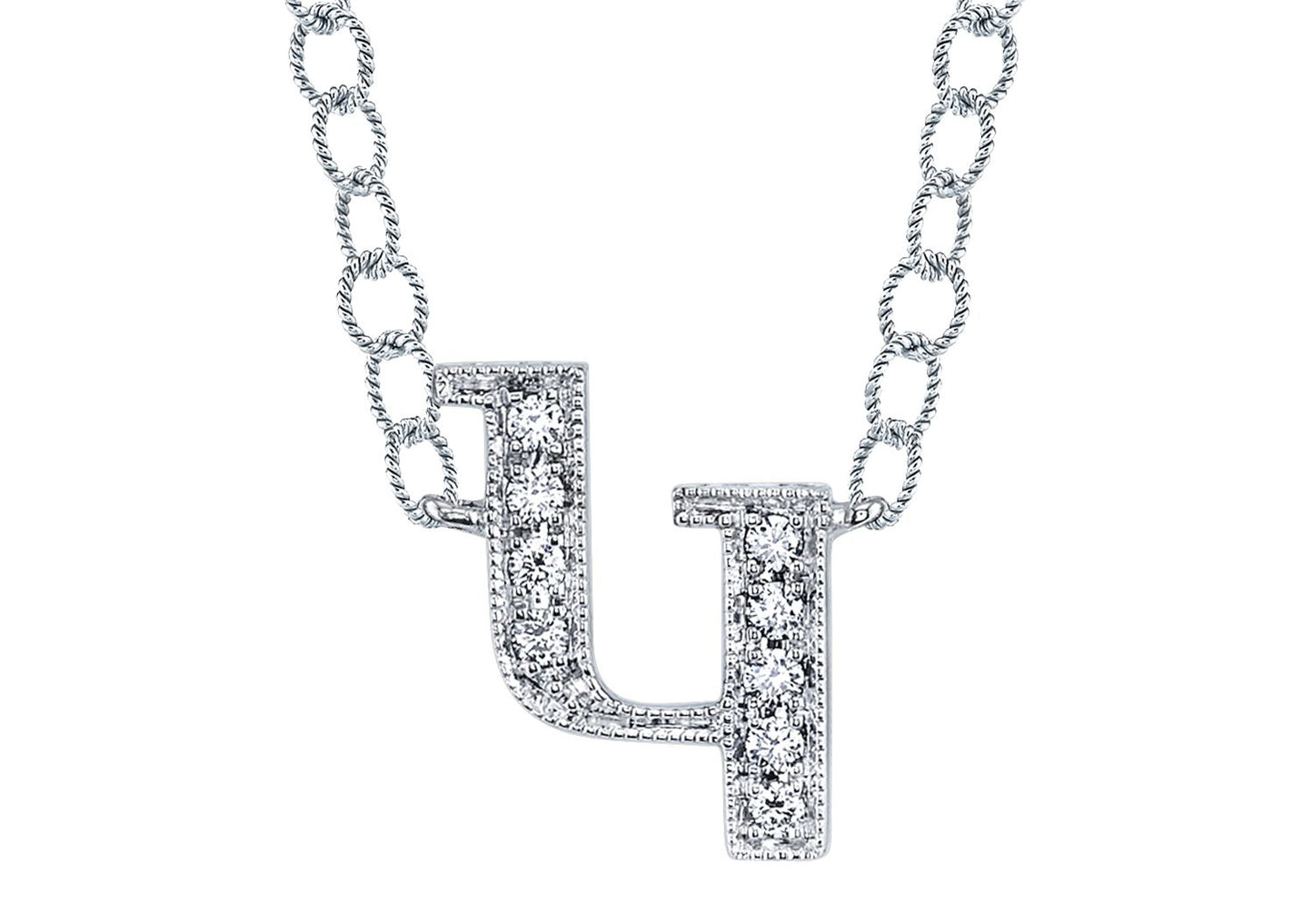 14K WHITE GOLD ARMENIAN INITIAL DIAMOND NECKLACE