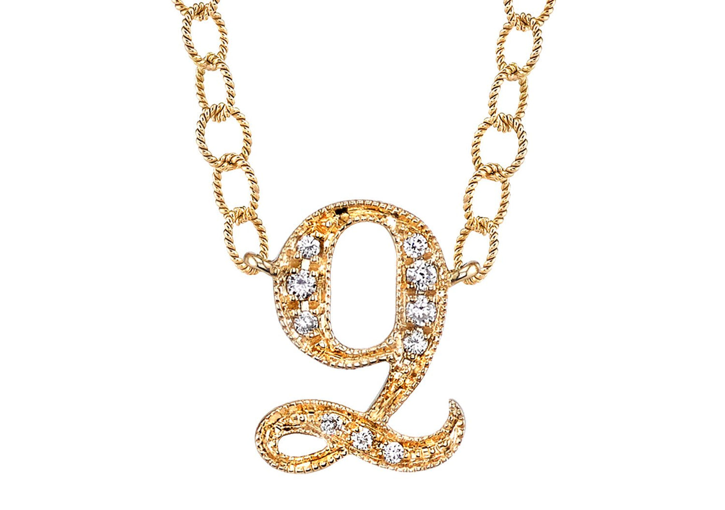 14K YELLOW GOLD ARMENIAN INITIAL DIAMOND NECKLACE