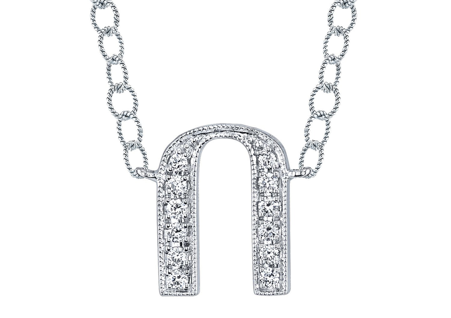 14K WHITE GOLD ARMENIAN INITIAL DIAMOND NECKLACE
