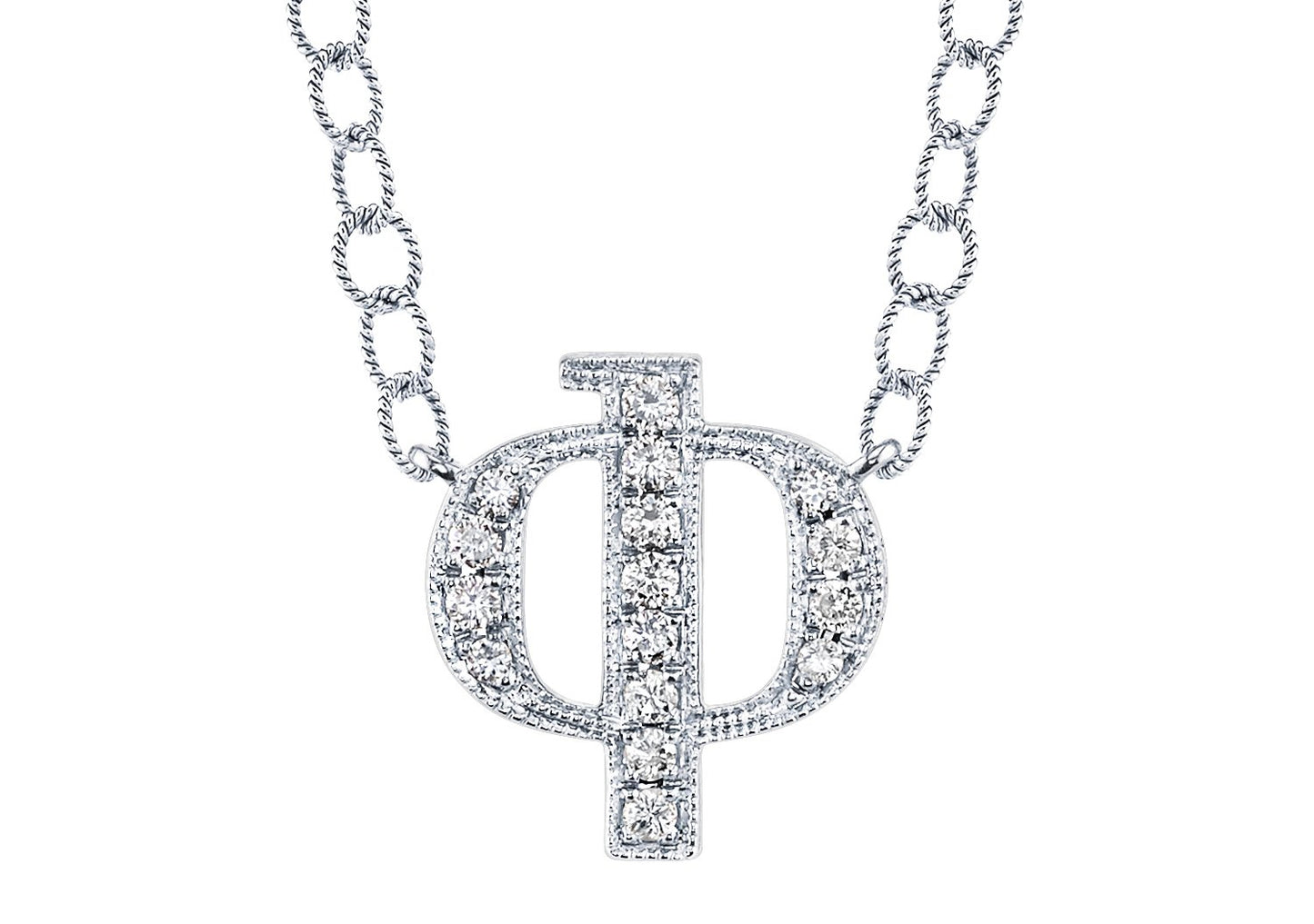 14K WHITE GOLD ARMENIAN INITIAL DIAMOND NECKLACE