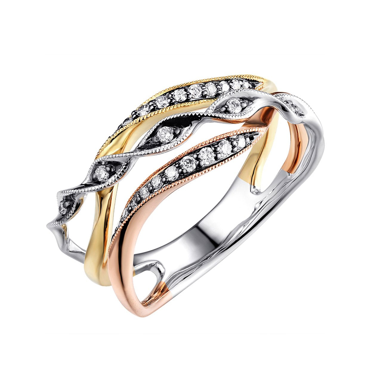 14K TRI COLOR GOLD FASHION DIAMOND RING