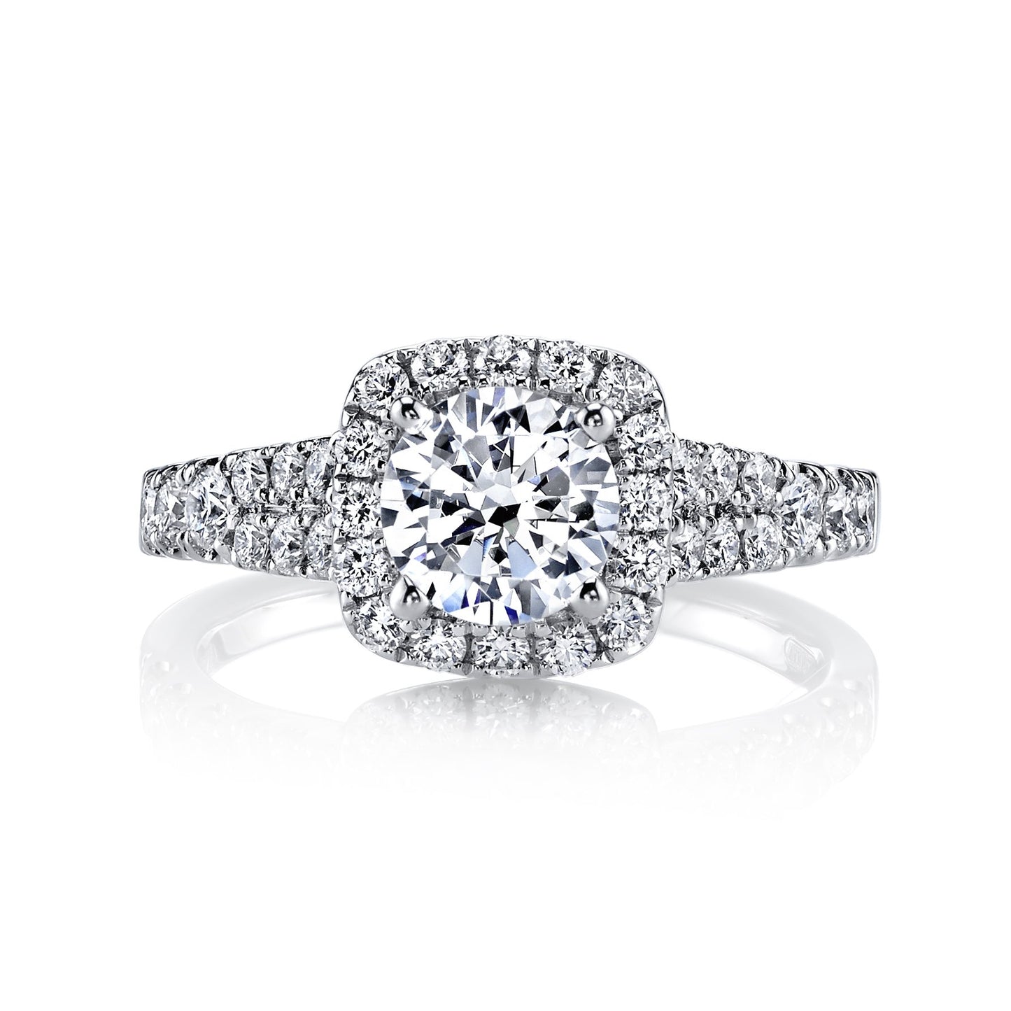 18K WHITE GOLD HALO DIAMOND ENGAGEMENT RING