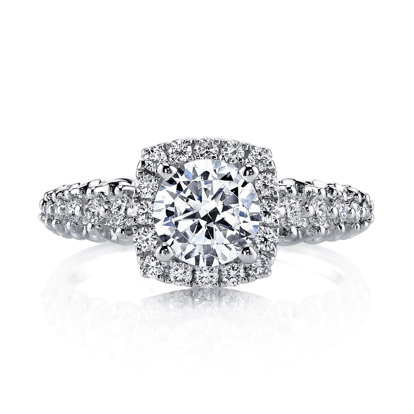 18K WHITE GOLD HALO DIAMOND ENGAGEMENT RING