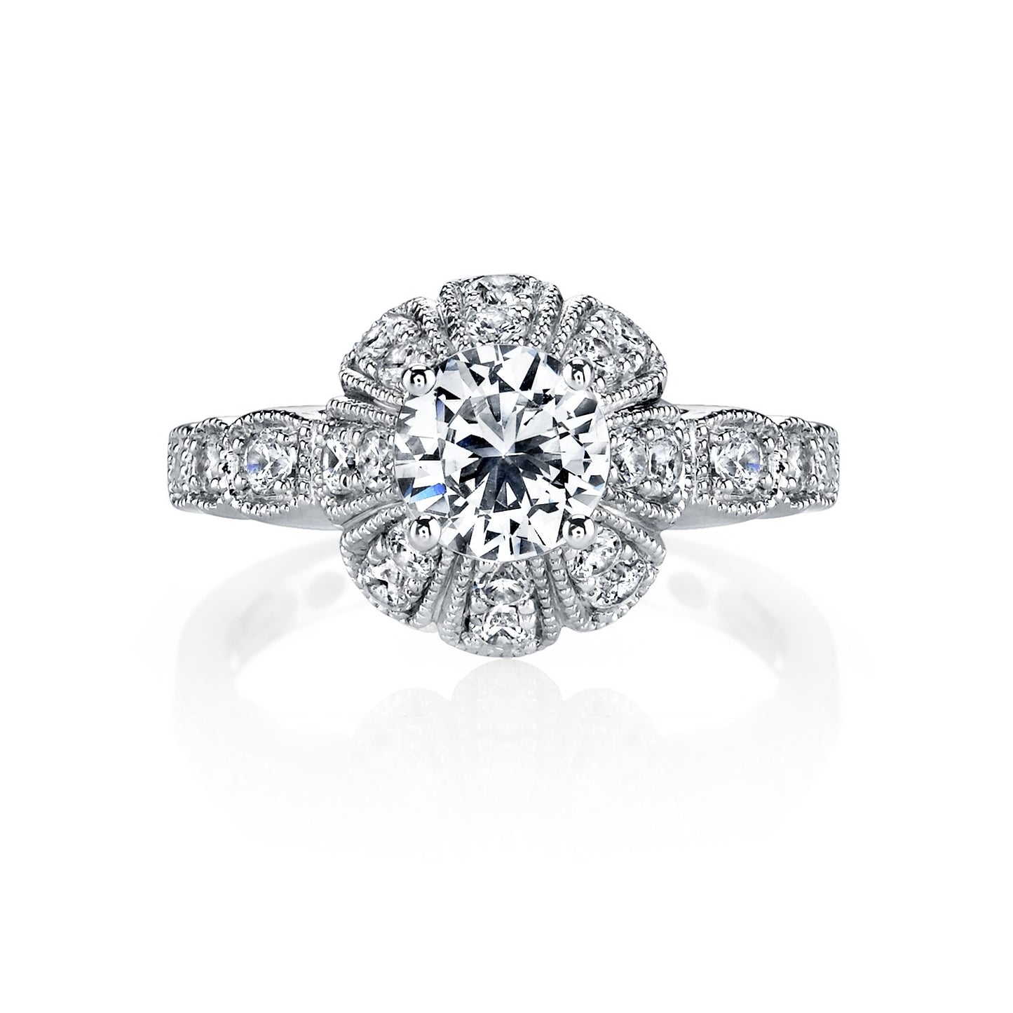 18K WHITE GOLD HALO DIAMOND ENGAGEMENT RING