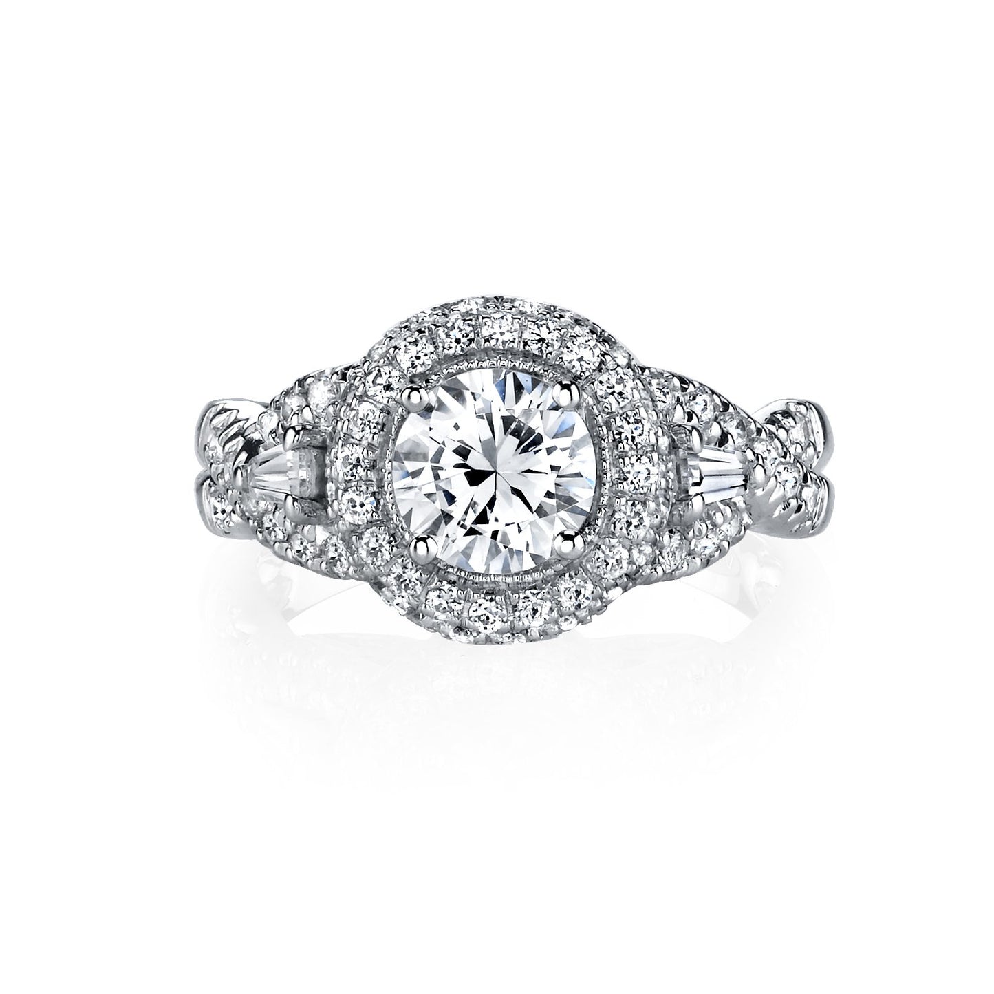 18K WHITE GOLD HALO DIAMOND ENGAGEMENT RING