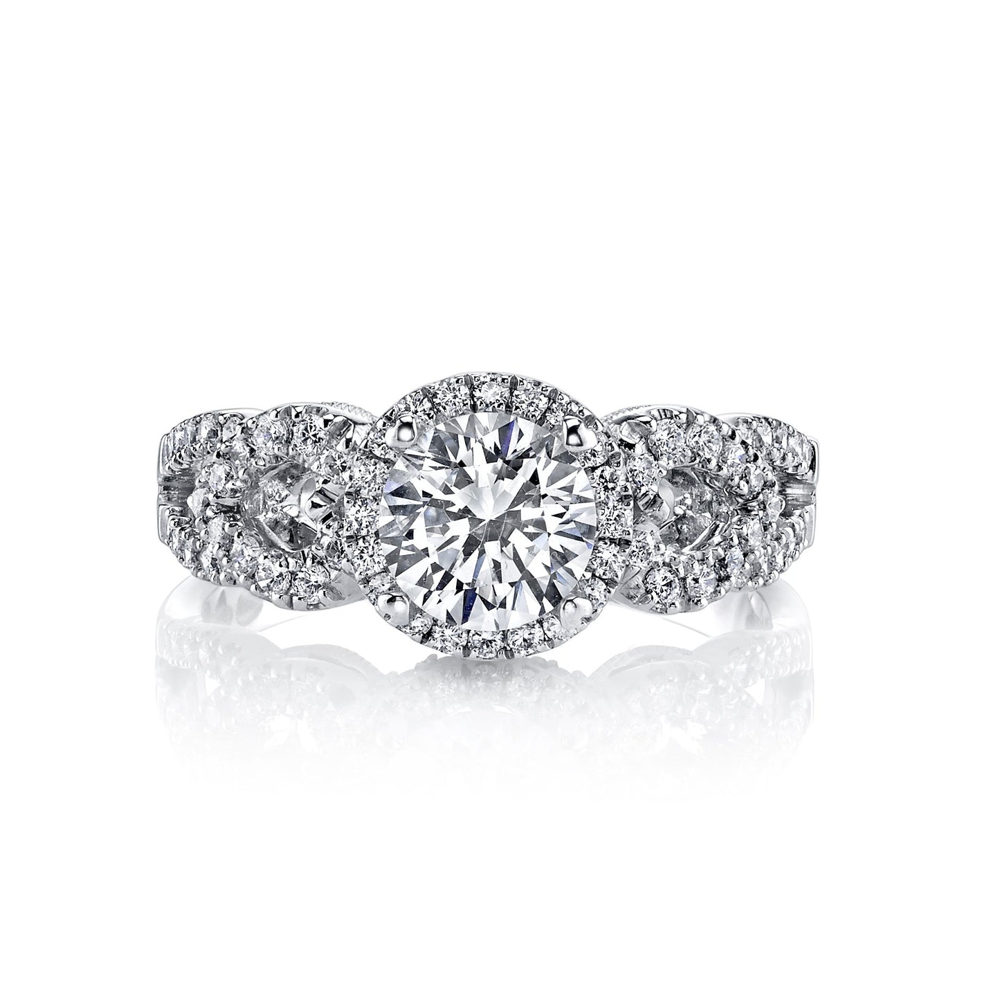 18K WHITE GOLD HALO DIAMOND ENGAGEMENT RING