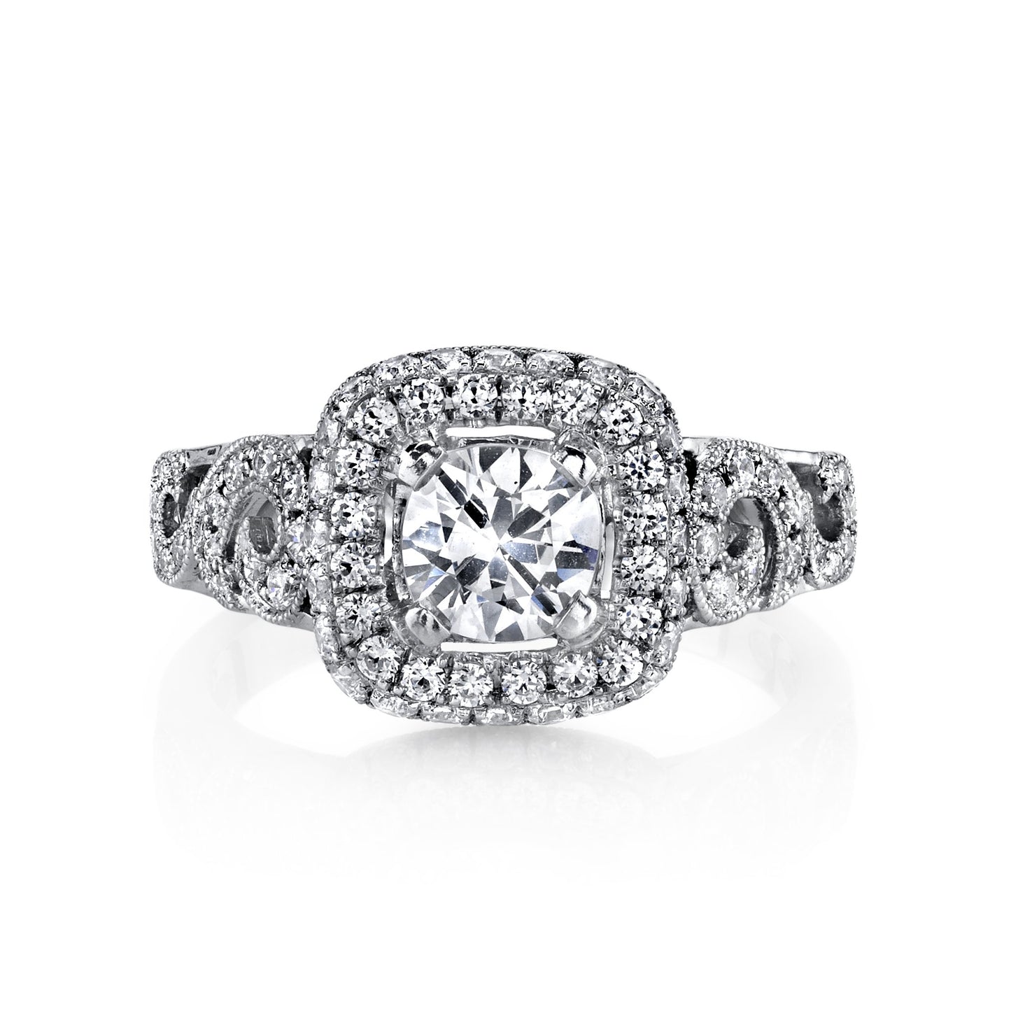 18K WHITE GOLD HALO DIAMOND ENGAGEMENT RING