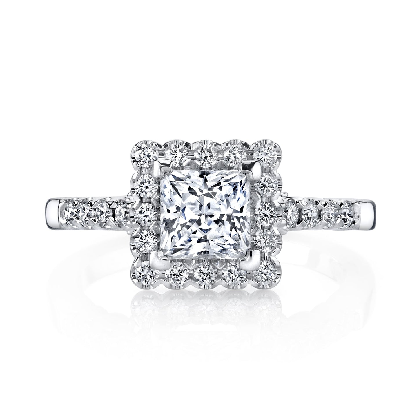 18K WHITE GOLD HALO DIAMOND ENGAGEMENT RING