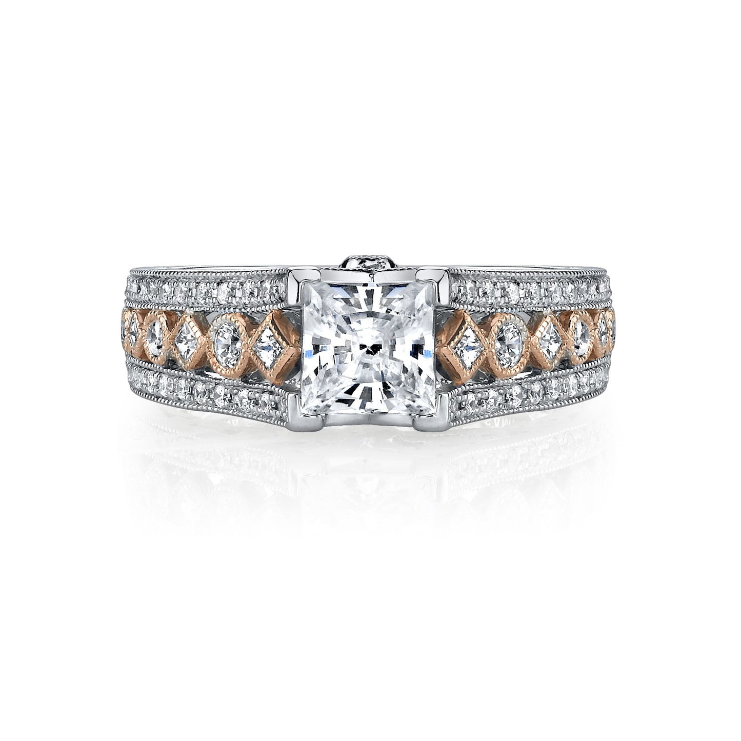 18K TWO TONE DIAMOND ENGAGEMENT RING