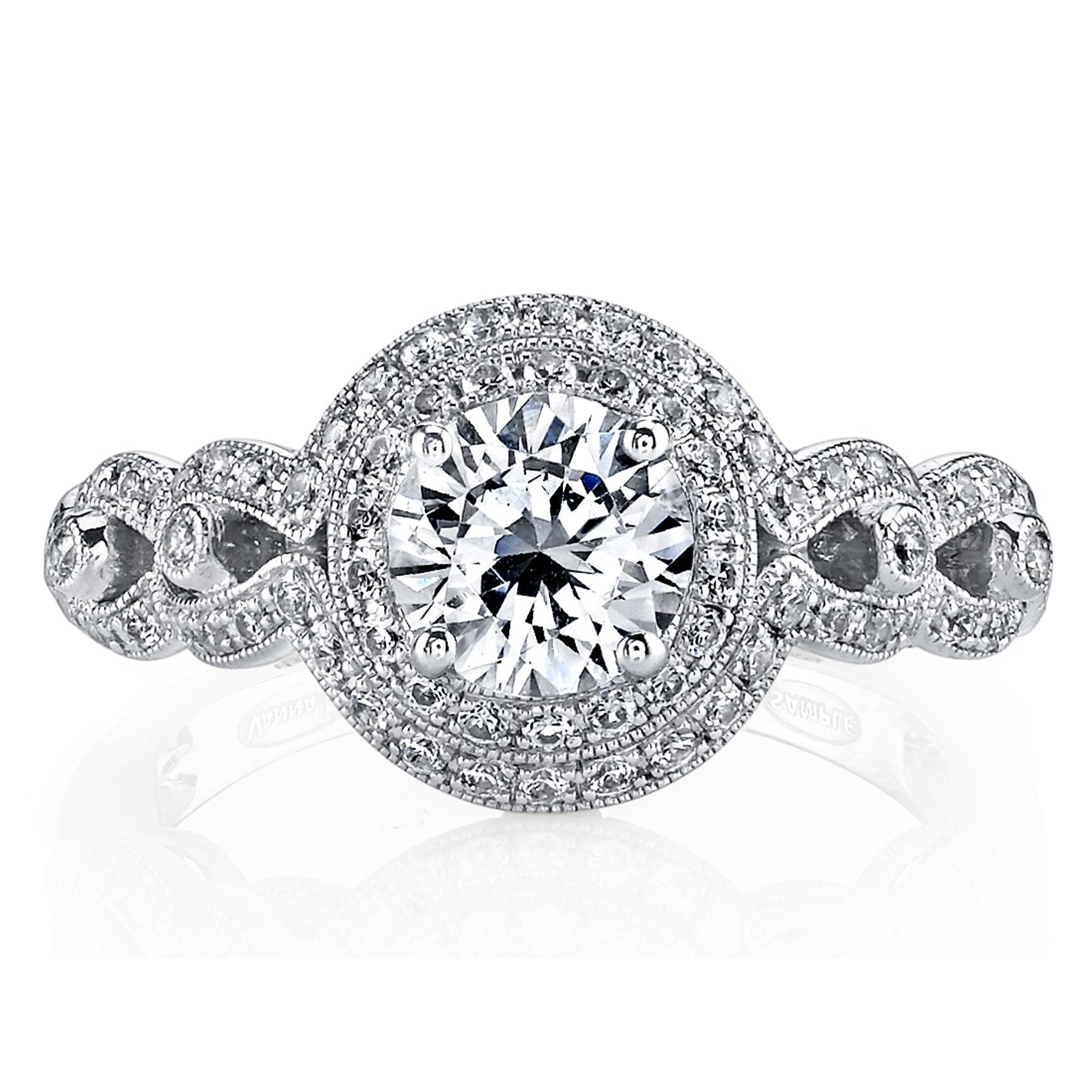 18K WHITE GOLD DOUBLE HALO DIAMOND ENGAGEMENT RING