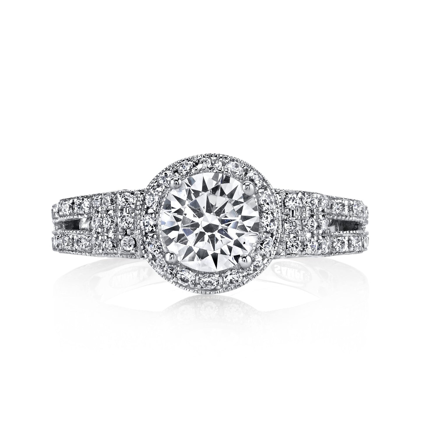 18K WHITE GOLD HALO DIAMOND ENGAGEMENT RING