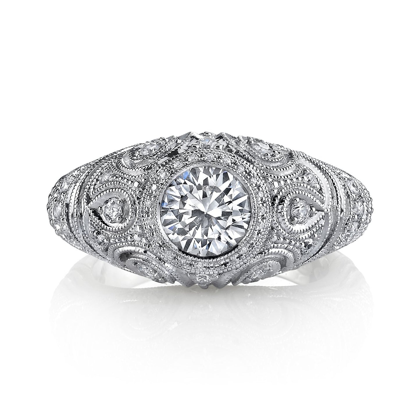 18K WHITE GOLD HALO DIAMOND ENGAGEMENT RING