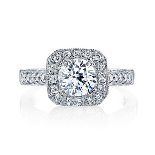 18K WHITE GOLD HALO DIAMOND ENGAGEMENT RING