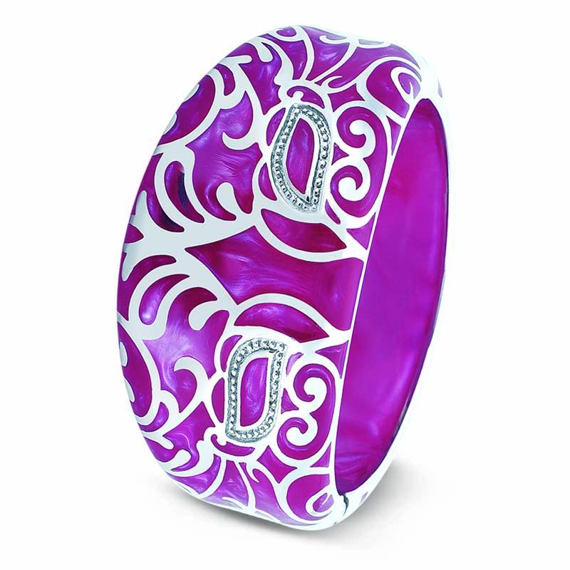 STERLING SILVER BANGLE WITH FUSCHIA RESIN