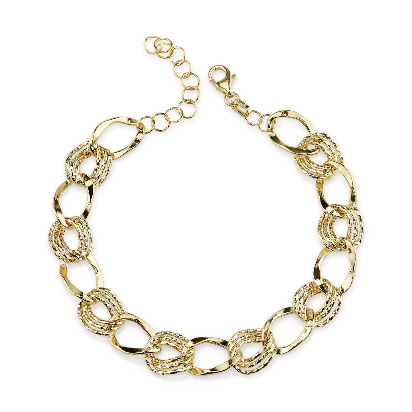 14K YELLOW GOLD CHAIN LINK BRACELET 7" WITH EXTENSION