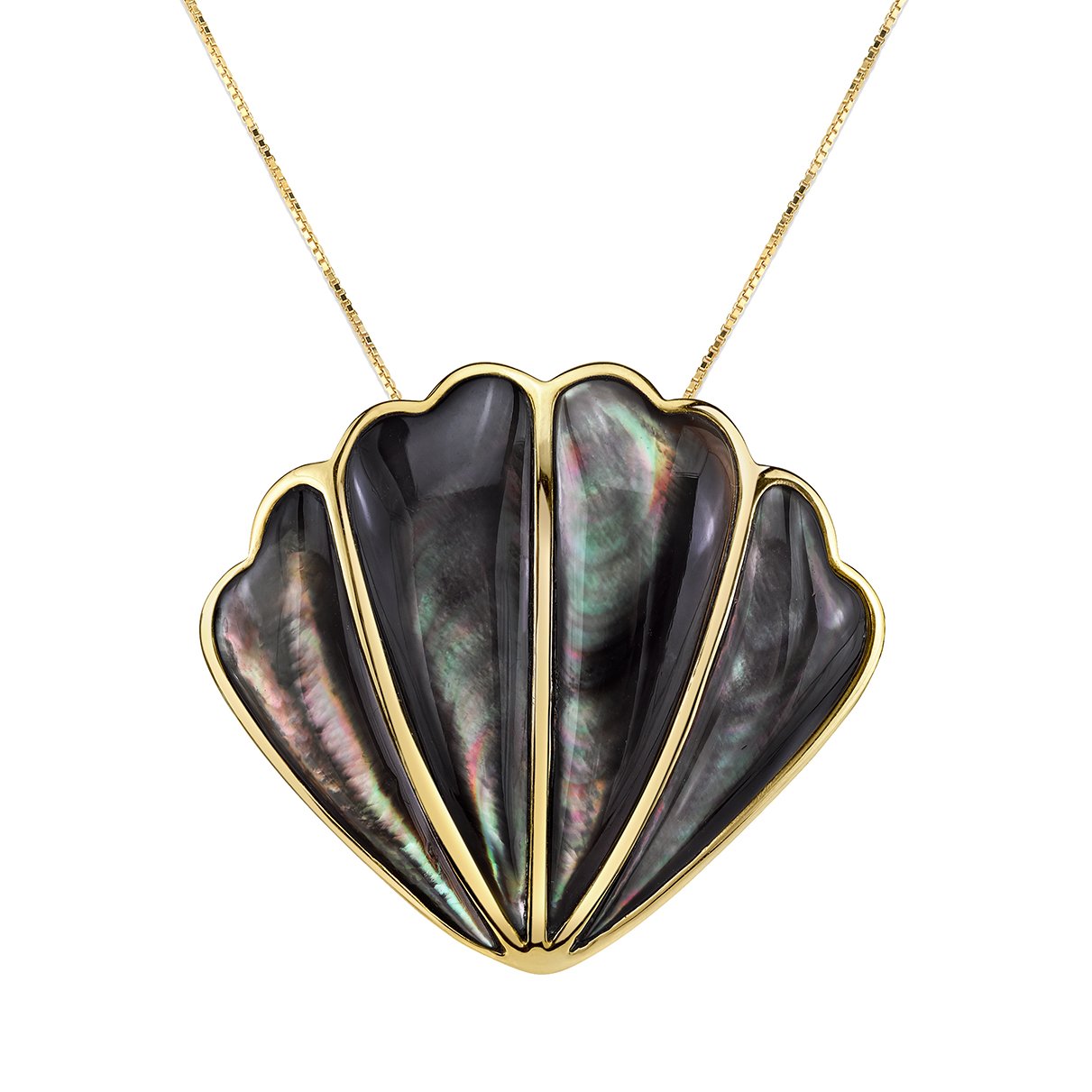 14K YELLOW GOLD MOTHER OF PEARL SHELL NECKLACE