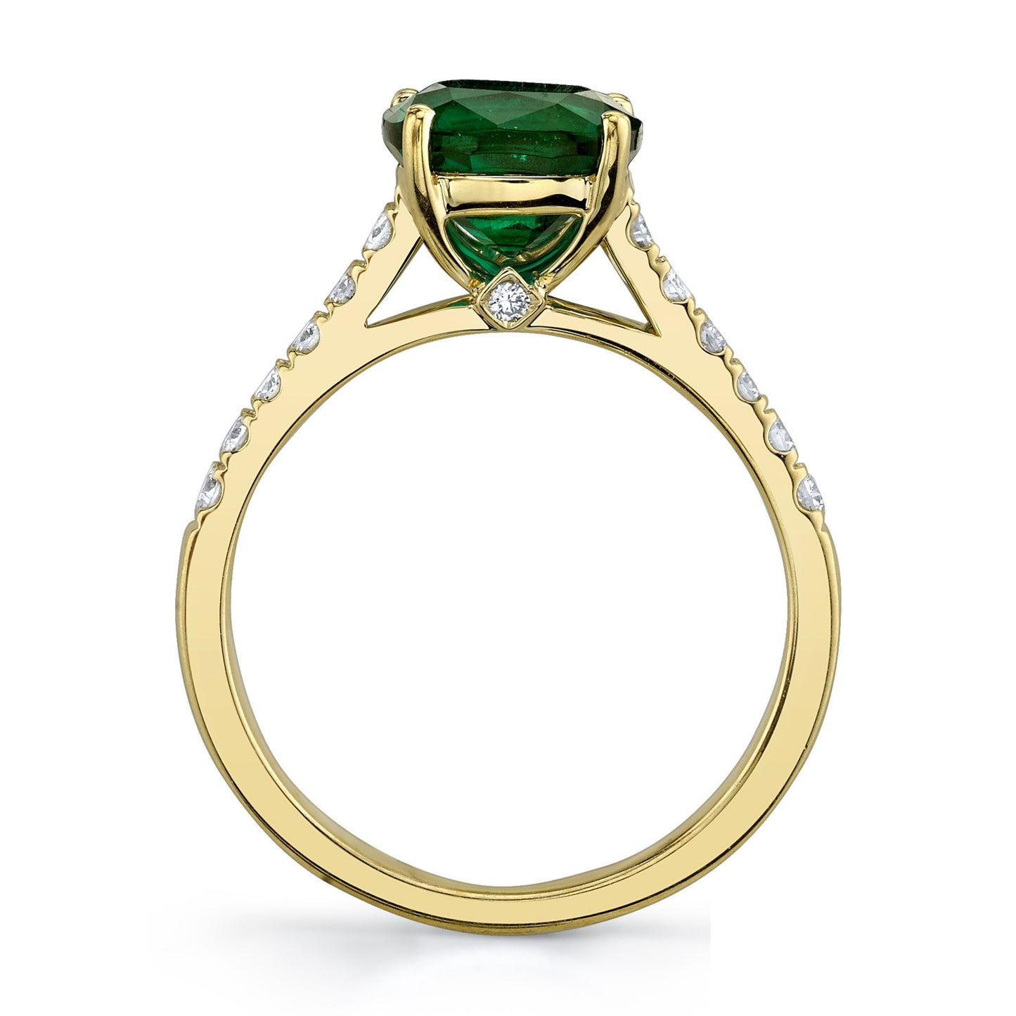 14K YELLOW GOLD FASHION DIAMOND AND EMERALD RING