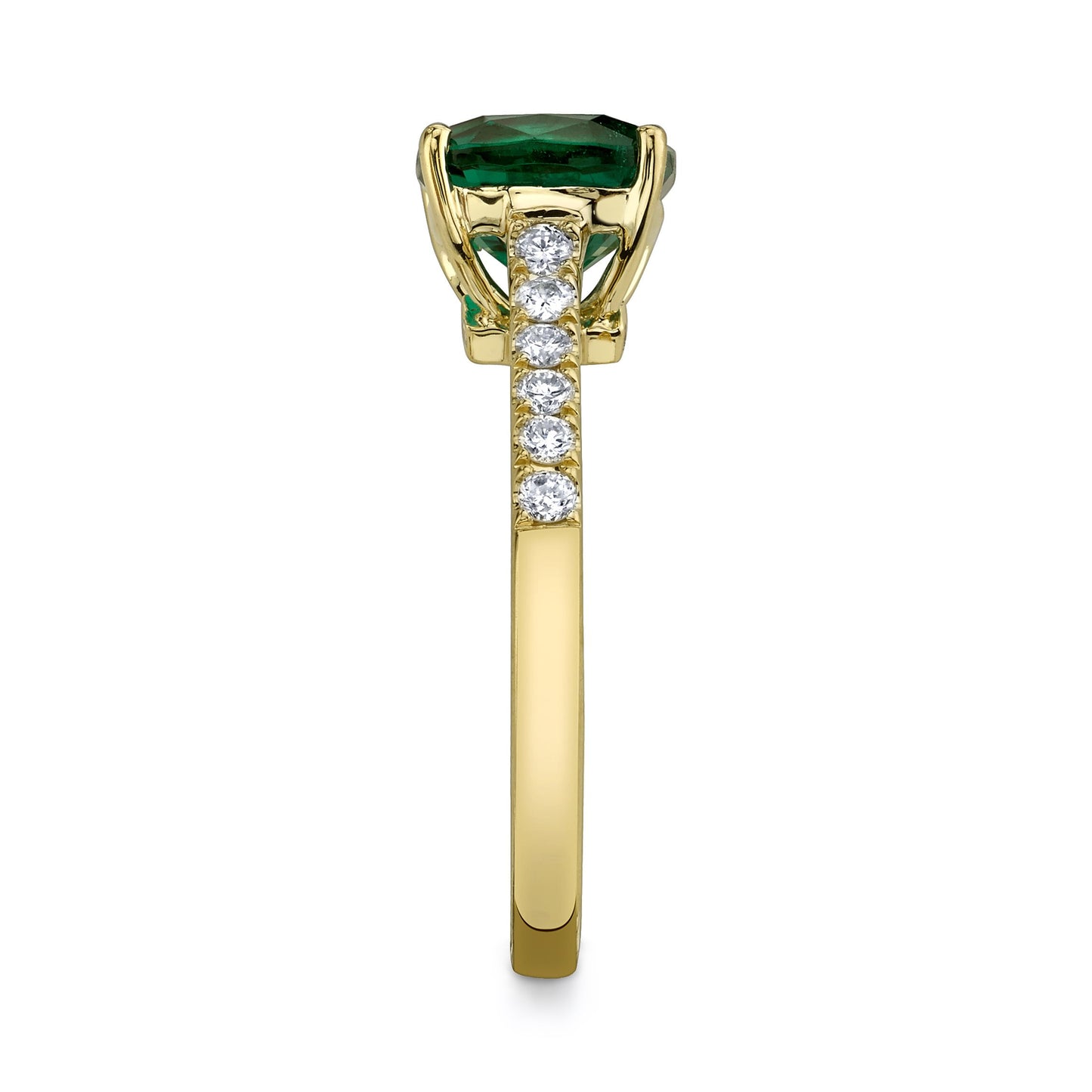 14K YELLOW GOLD FASHION DIAMOND AND EMERALD RING