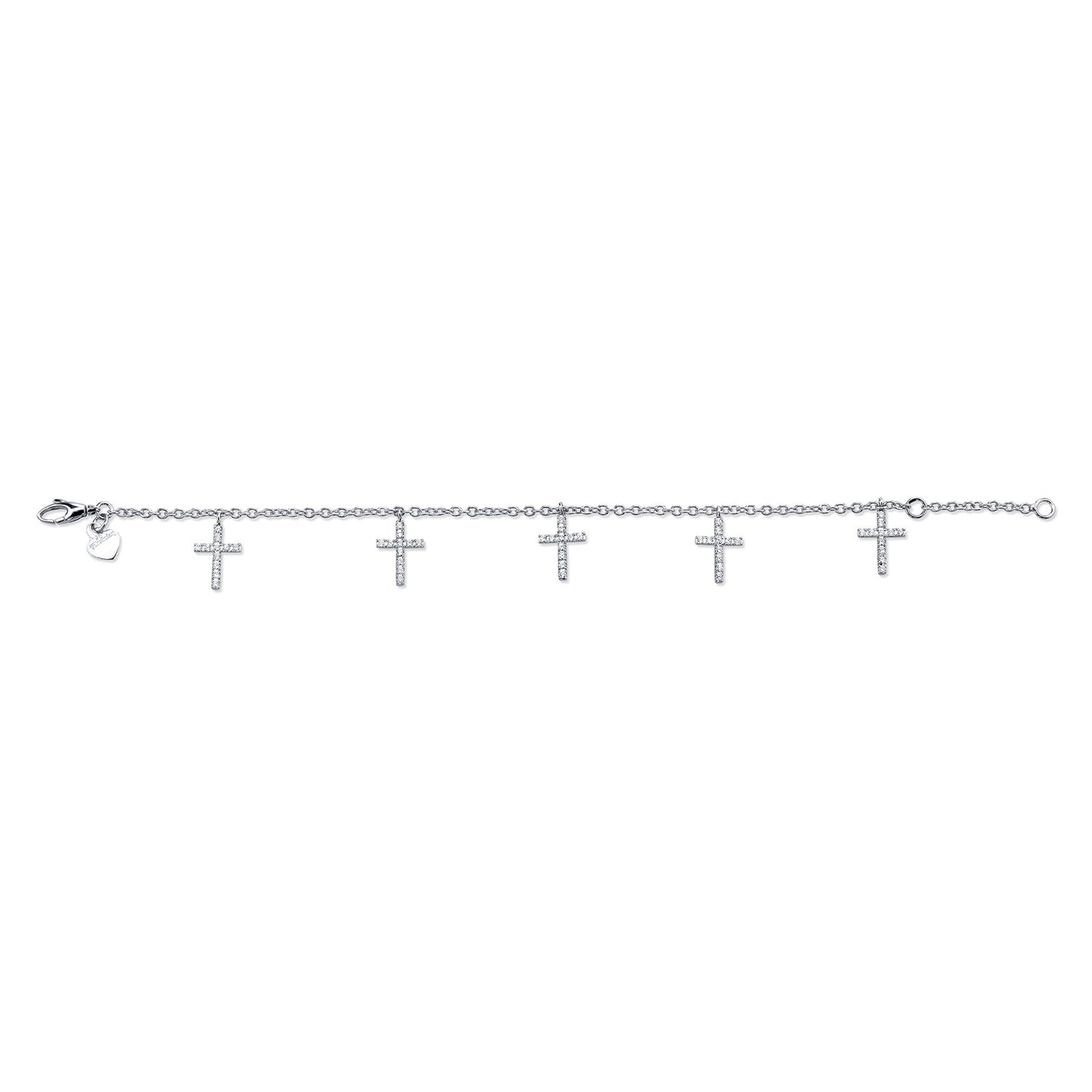 14K DIAMOND MULTI CROSS BRACELET 6" OR 7"