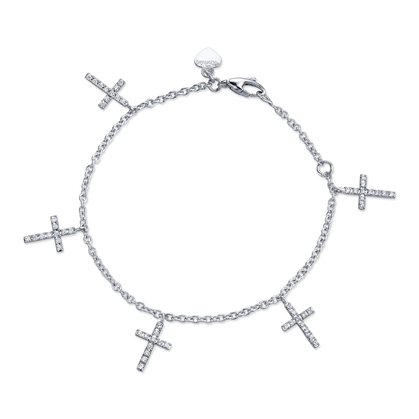 14K DIAMOND MULTI CROSS BRACELET 6" OR 7"