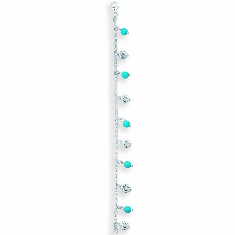 STERLING SILVER CHARM BRACELET WITH TURQUOISE