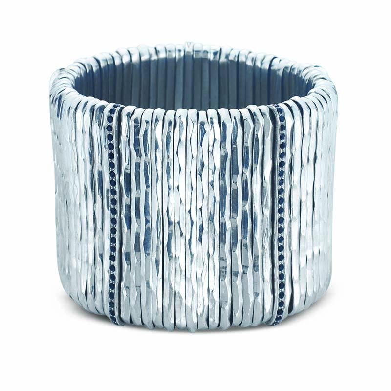 RHODIUM PLATED BRASS BRACELET WITH BLACK CRYSTALS