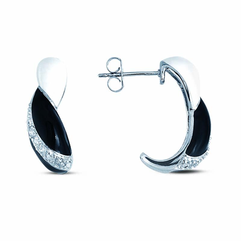 STERLING SILVER EARRINGS WITH EPOXY AND CZ STONES