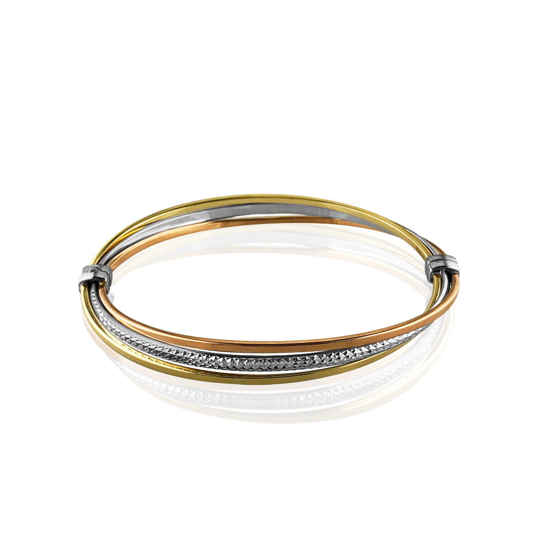 14K Tricolor dc bangle bracelet
