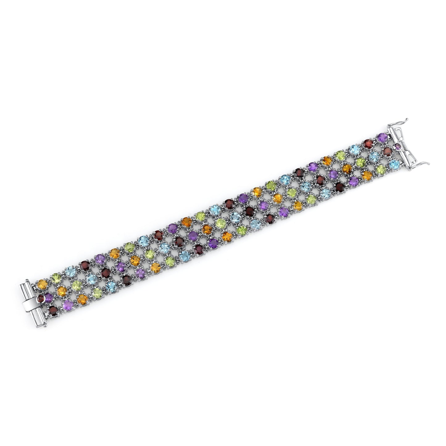 14K WHITE GOLD SEMI PRECIOUS MULTI STONE BRACELET