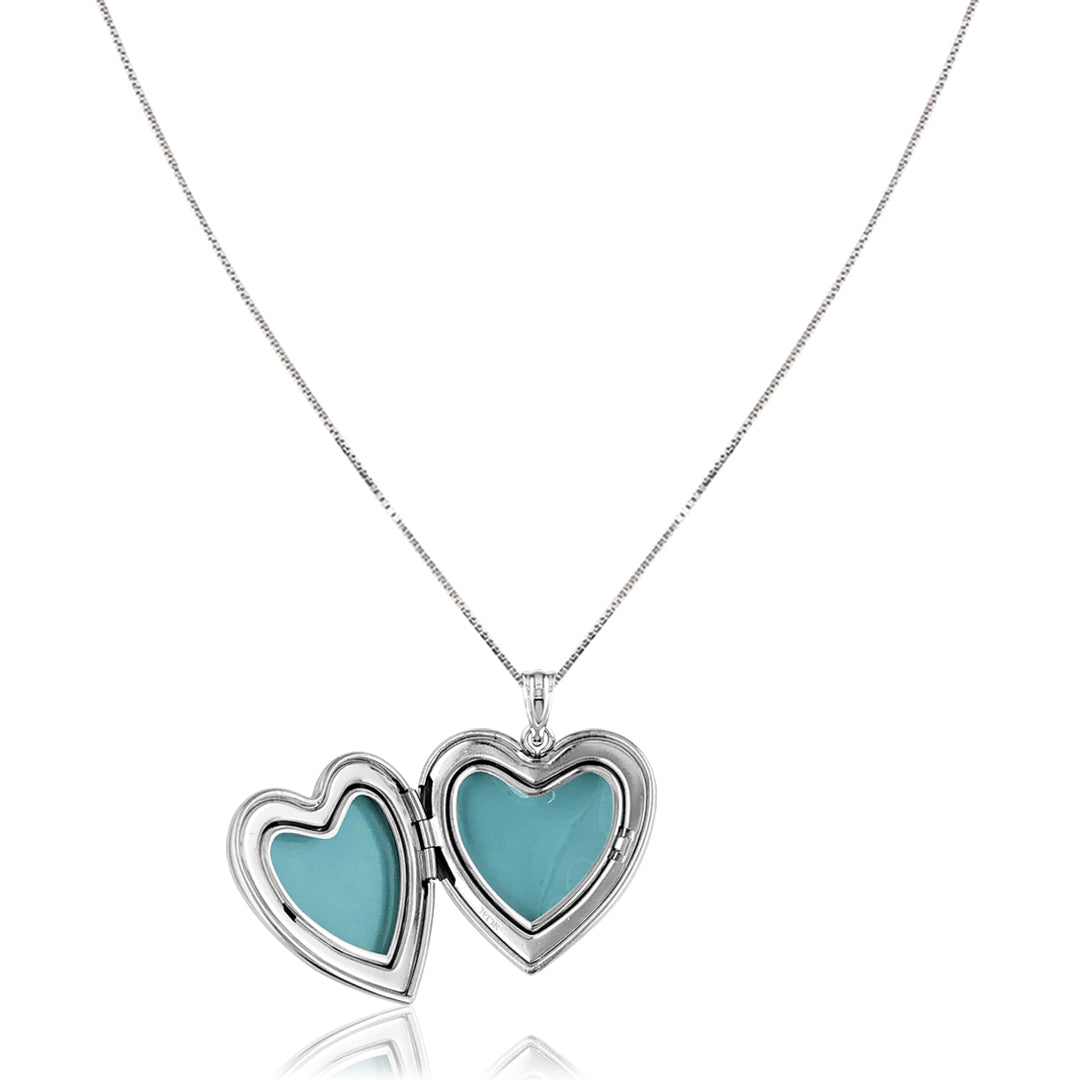 Sterling silver "for ever in my heart" heart locket necklace