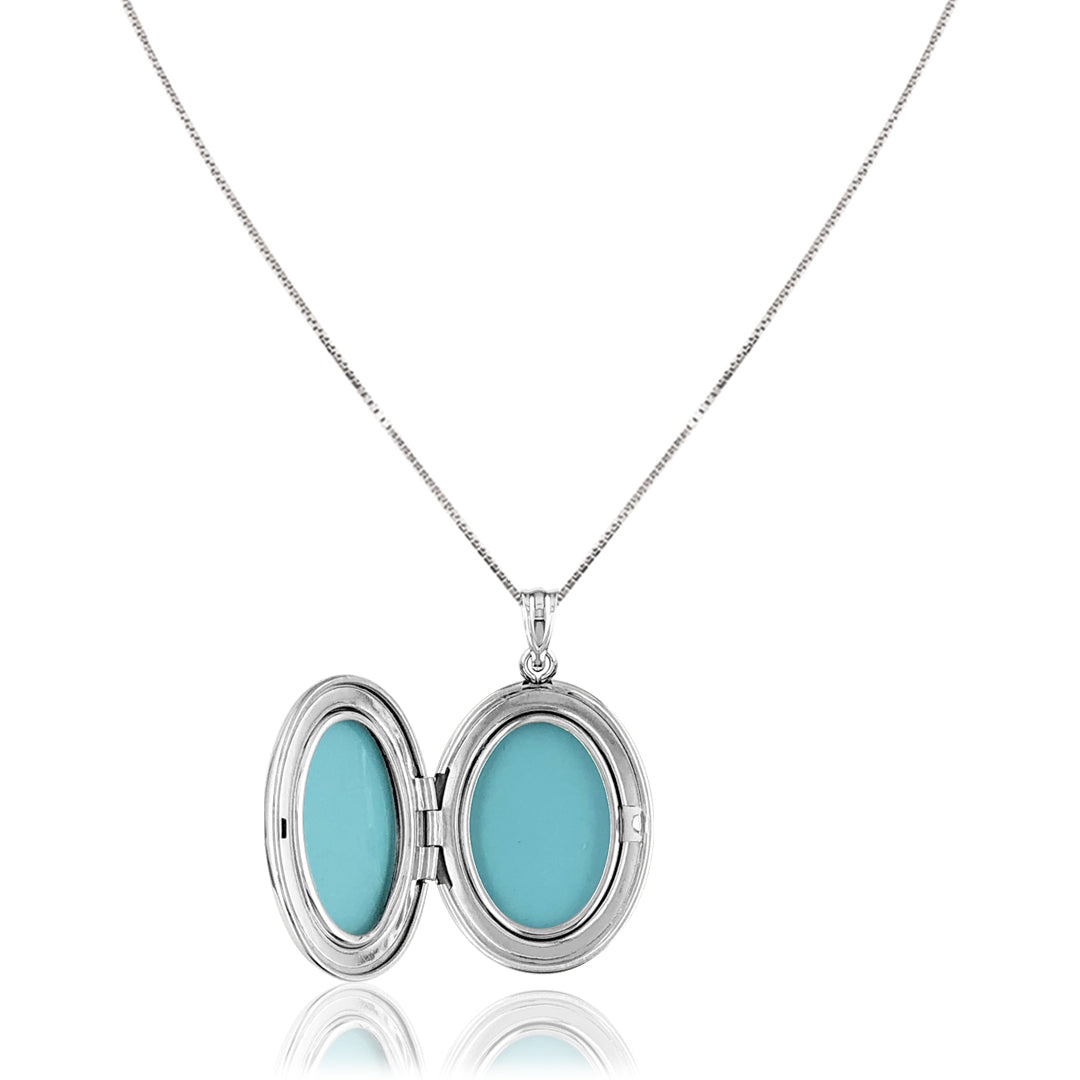 Sterling silver oval locket necklace