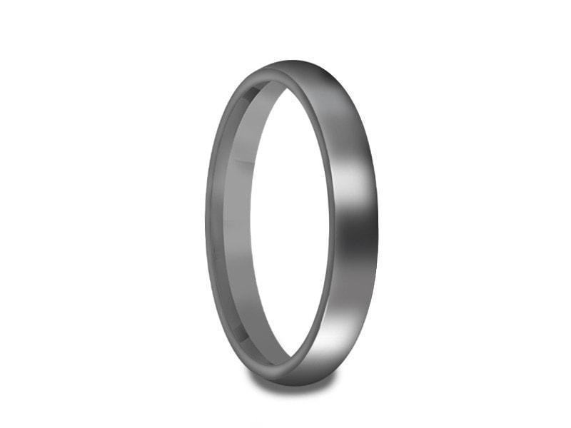Tungsten Classic Wedding Band - High Polish - Gray Gunmetal - Engagement Ring - Dome Shaped - Comfort Fit 3mm - Vantani Wedding Bands