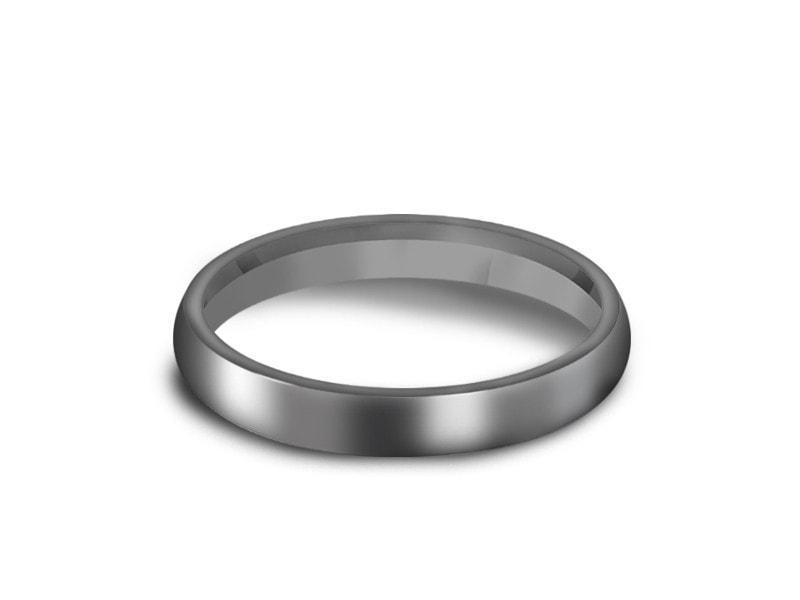 Tungsten Classic Wedding Band - High Polish - Gray Gunmetal - Engagement Ring - Dome Shaped - Comfort Fit 3mm - Vantani Wedding Bands