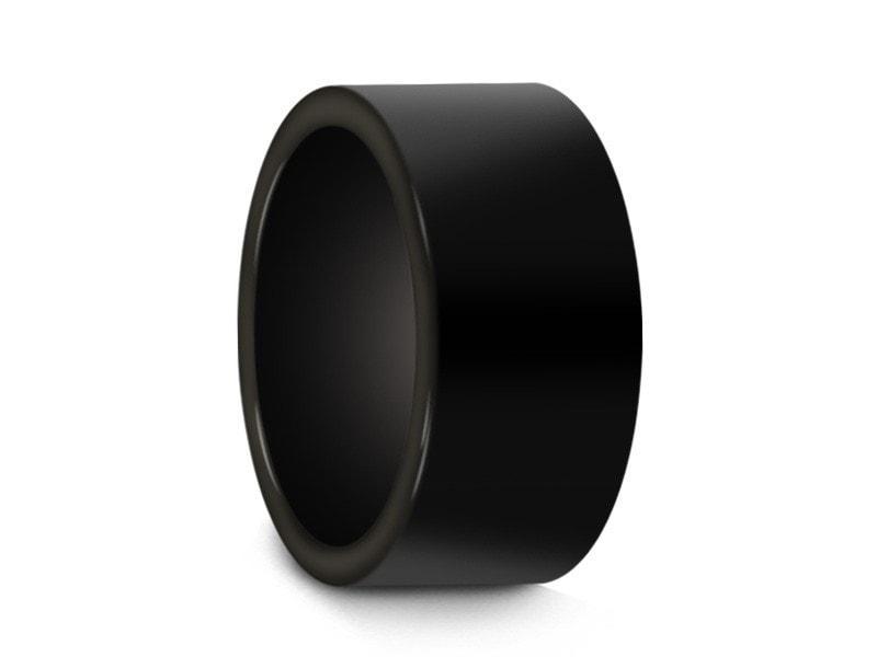 Men's Tungsten Wedding Rings - High Polish - Engagement Band - Anniversary - Flat Pipe Shaped - Comfort Fit 10mm - Vantani Wedding Bands