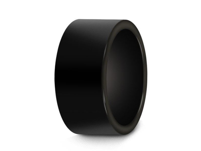 Men's Tungsten Wedding Rings - High Polish - Engagement Band - Anniversary - Flat Pipe Shaped - Comfort Fit 10mm - Vantani Wedding Bands