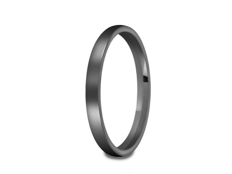Tungsten Classic Wedding Band - High Polish -Gray Gunmetal - Engagement Ring - Dome Shaped - Comfort Fit 2mm - Vantani Wedding Bands