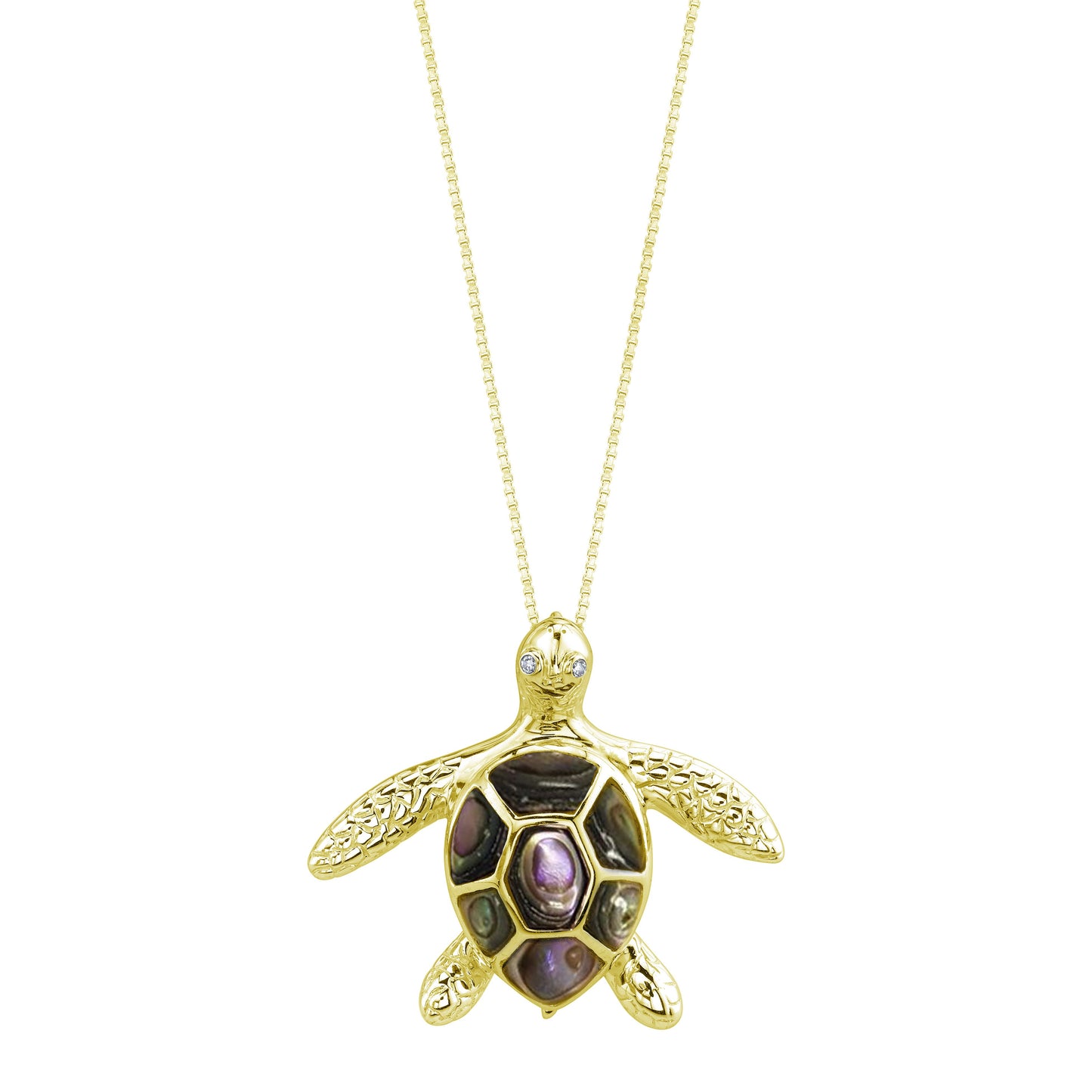 14K YELLOW GOLD SEA TURTLE (HONU) DIAMOND NECKLACE