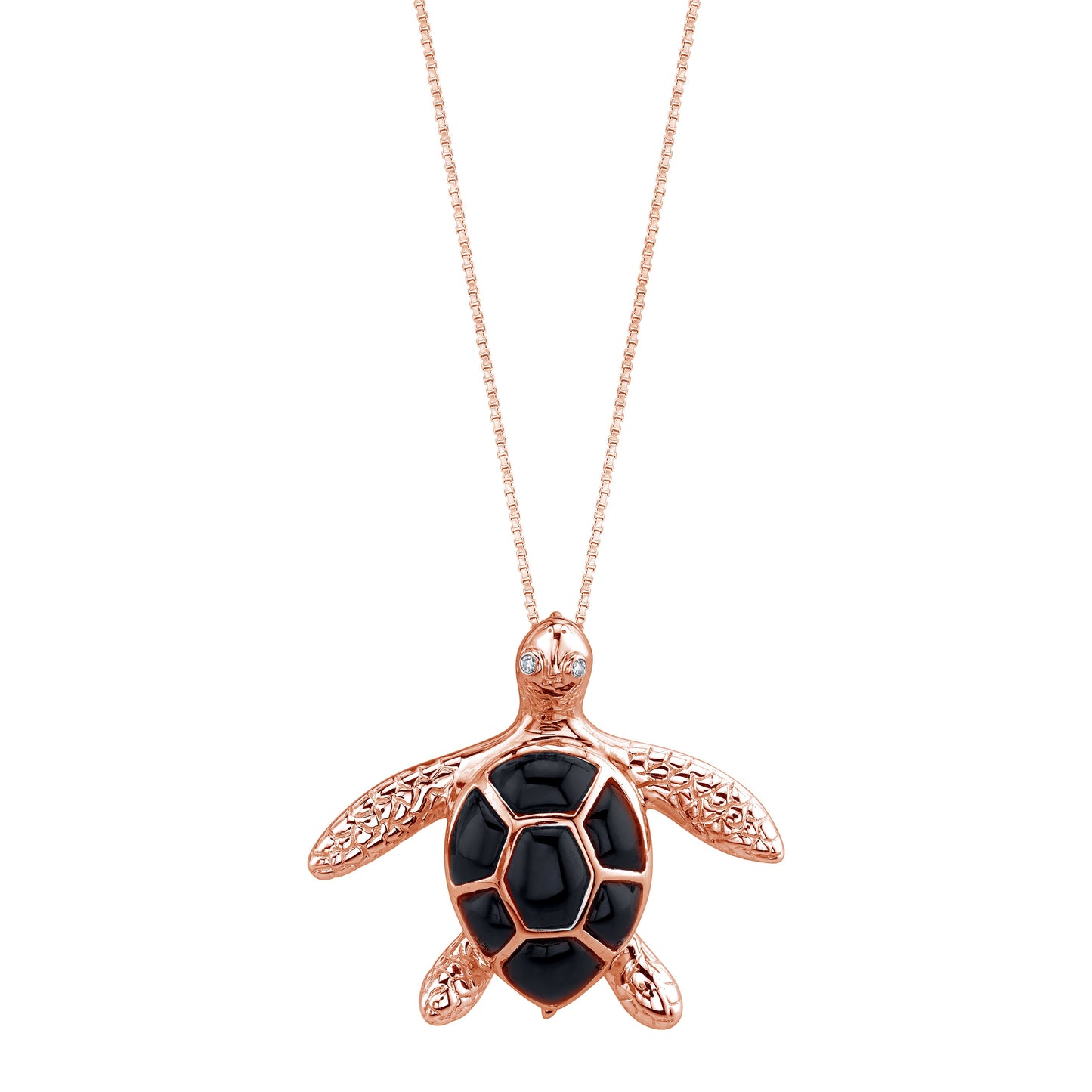 14K ROSE GOLD SEA TURTLE (HONU) DIAMOND NECKLACE