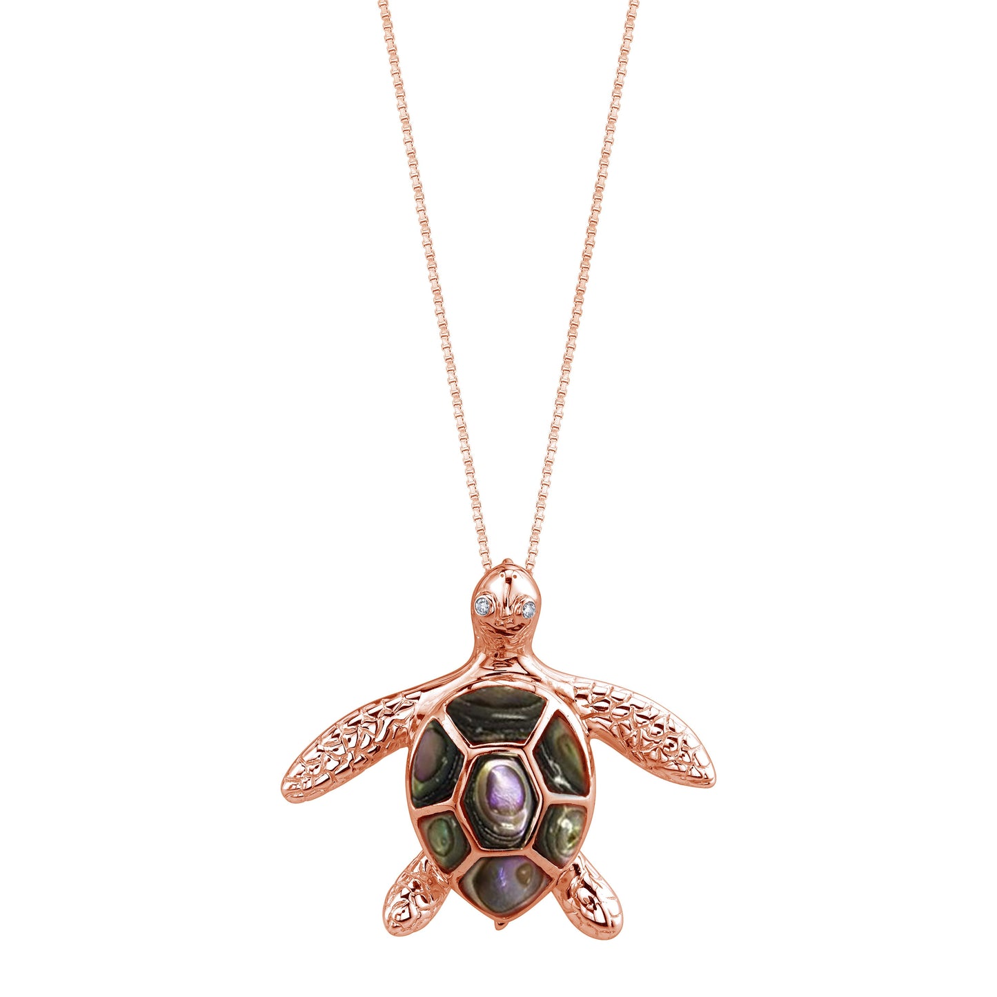 14K ROSE GOLD SEA TURTLE (HONU) DIAMOND NECKLACE