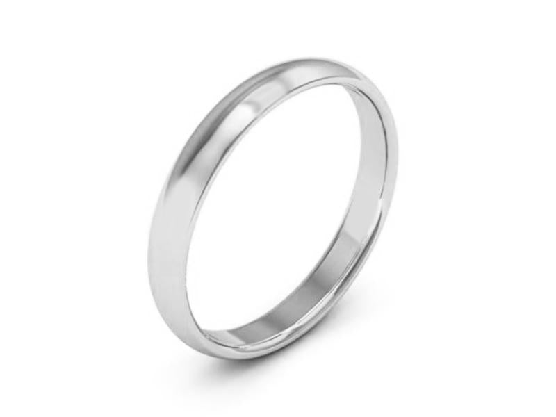 3MM 14K WHITE GOLD COMFORT FIT DOMED WEDDING BAND