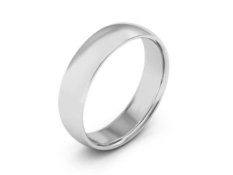 5MM 14K WHITE GOLD COMFORT FIT DOMED WEDDING BAND