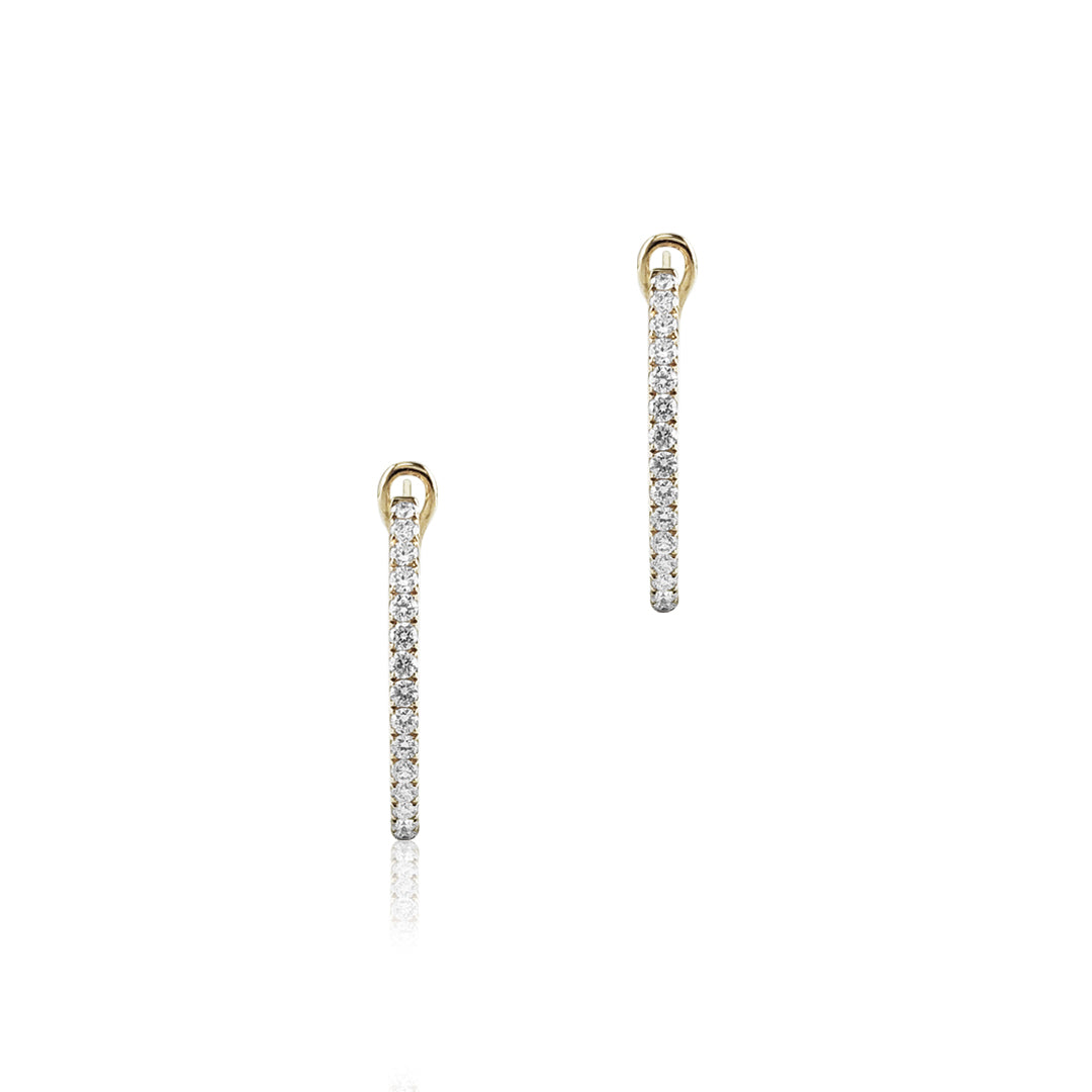 14K Yellow gold hoop earrings with diamonds