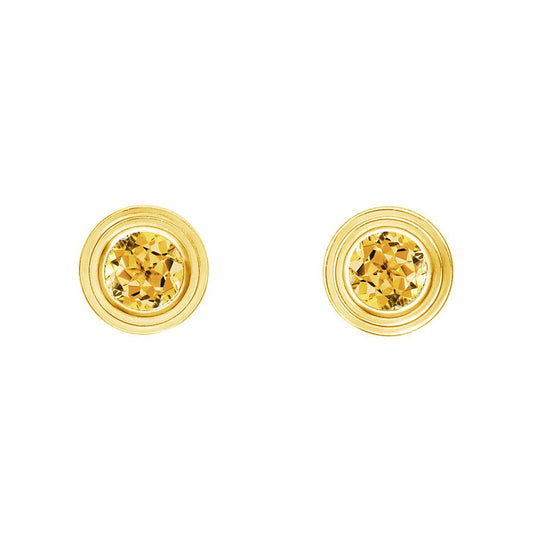 14K YELLOW GOLD CITRINE BIRTHSTONE STUD EARRINGS