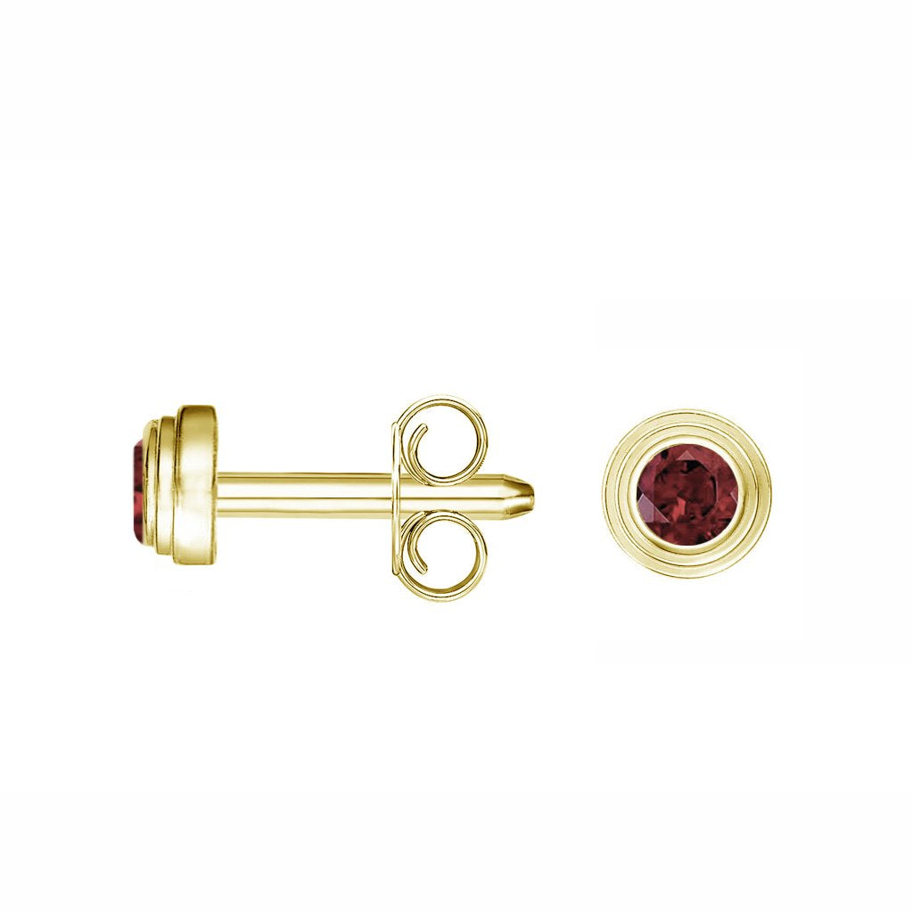 14K YELLOW GOLD GARNET BIRTHSTONE STUD EARRINGS