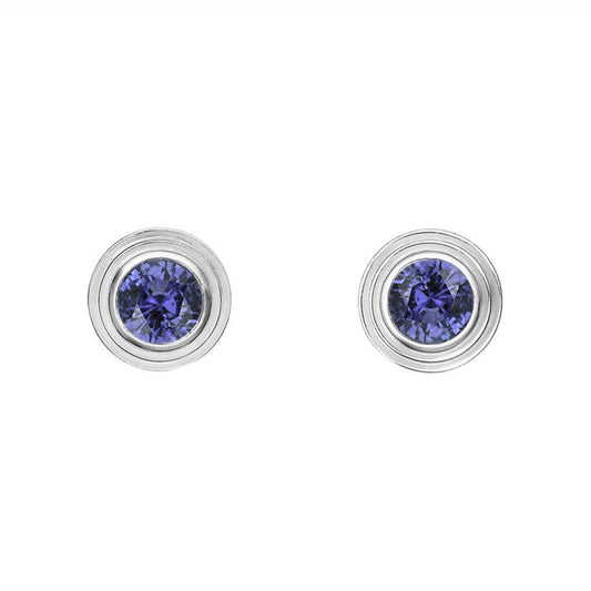 14K WHITE GOLD SAPPHIRE BIRTHSTONE STUD EARRINGS