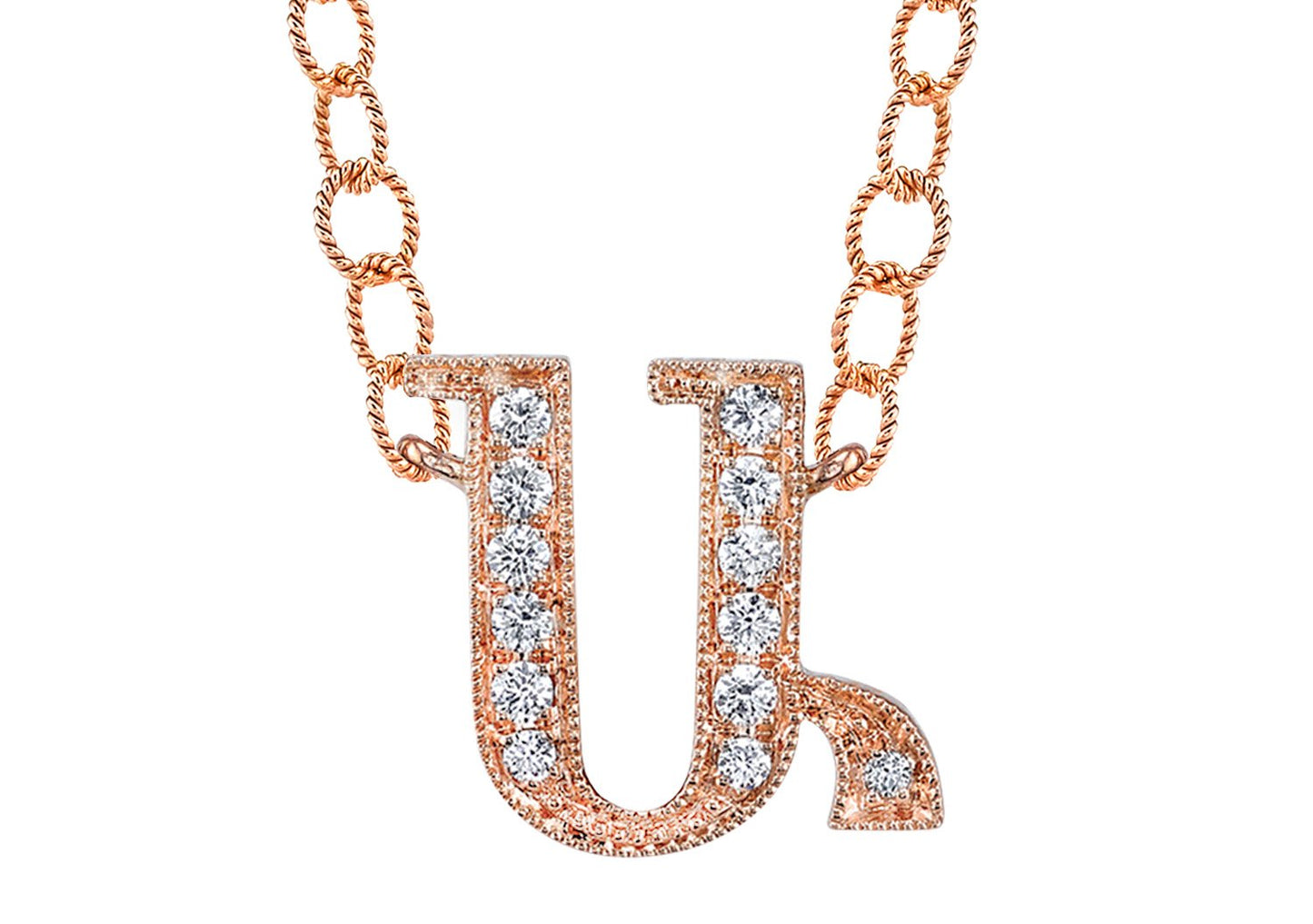 14K ROSE GOLD ARMENIAN INITIAL DIAMOND NECKLACE