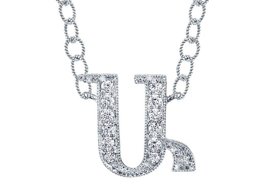 14K WHITE GOLD ARMENIAN INITIAL DIAMOND NECKLACE