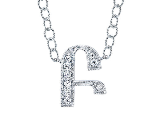 14K WHITE GOLD ARMENIAN INITIAL DIAMOND NECKLACE